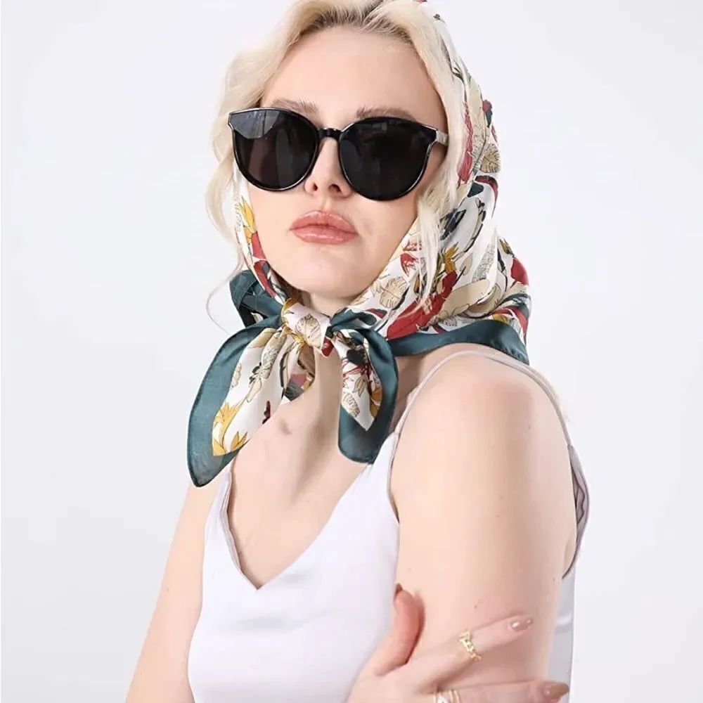 Green Leafy Silky Scarf